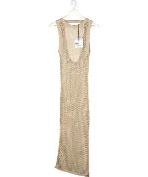 BEACH RIOT Beige Holly Crochet Dress UK S