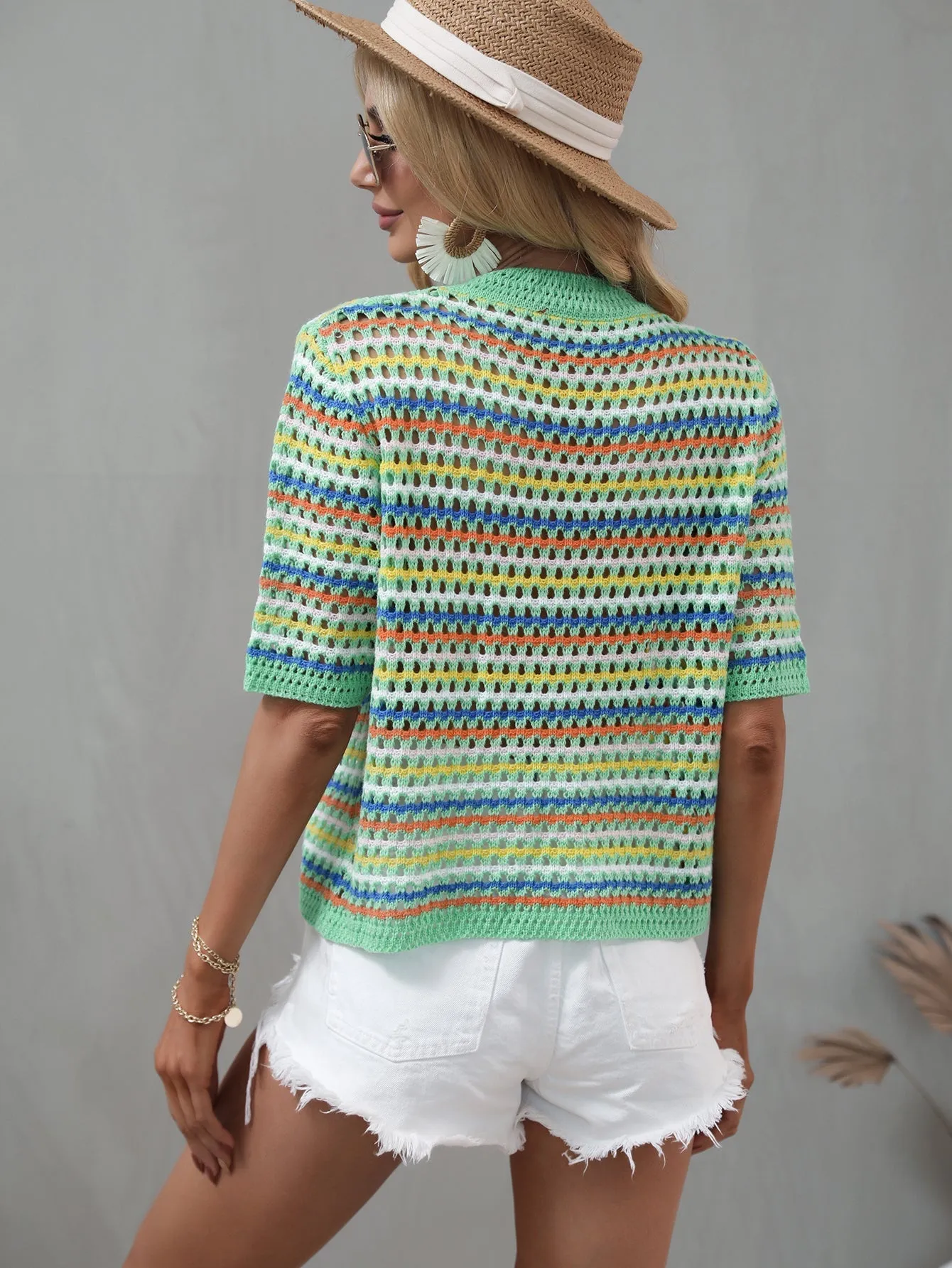Bee Crochet Knit Top - Green