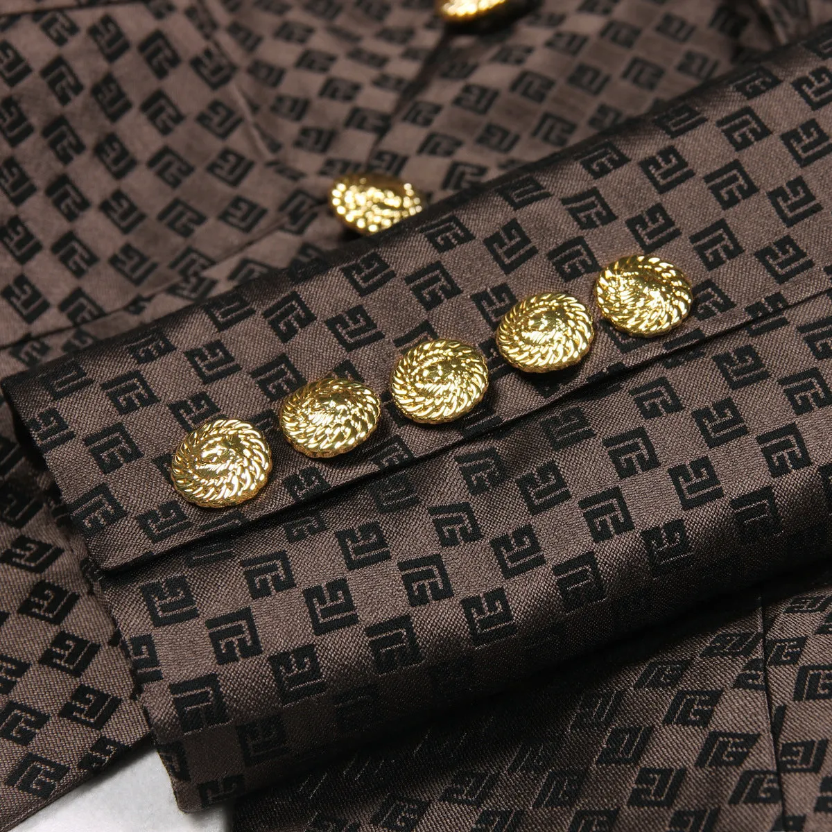 BELINDA MINI MONOGRAM BLAZER IN BROWN
