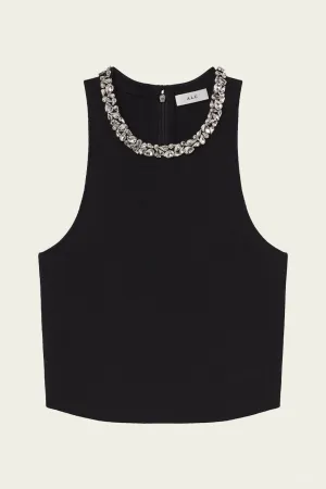 Bella Embellished Compact Knit Top in Black