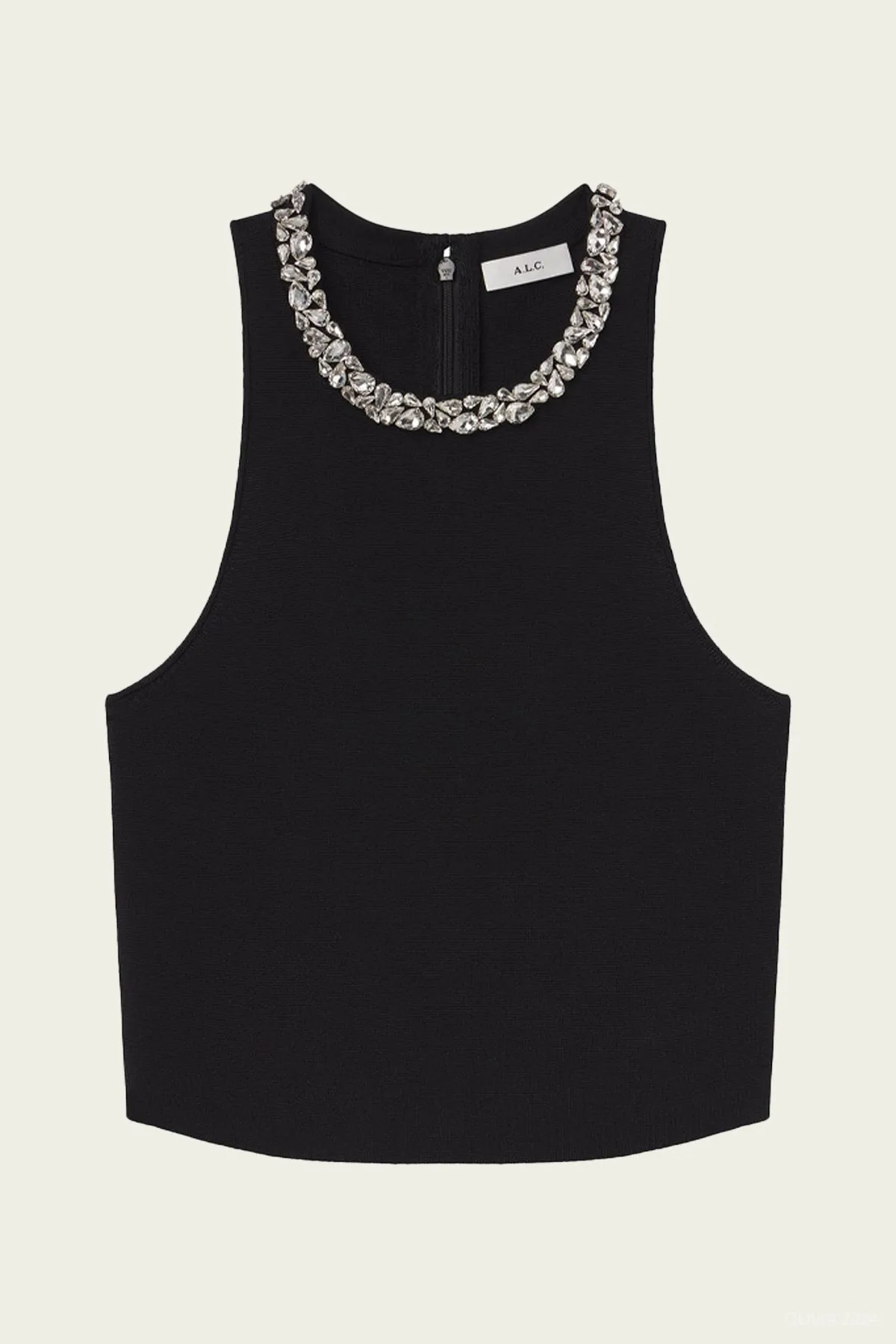 Bella Embellished Compact Knit Top in Black