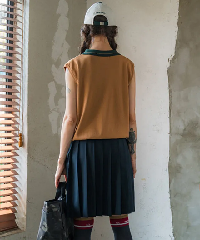 BENECIA 12 Betu Collar Knit Vest - Camel