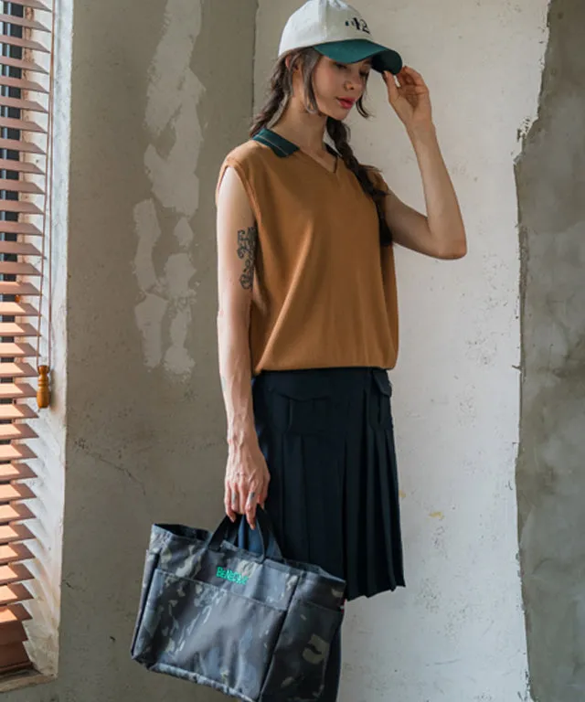 BENECIA 12 Betu Collar Knit Vest - Camel