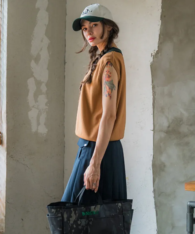 BENECIA 12 Betu Collar Knit Vest - Camel