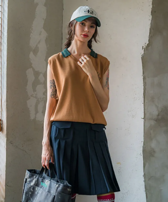 BENECIA 12 Betu Collar Knit Vest - Camel