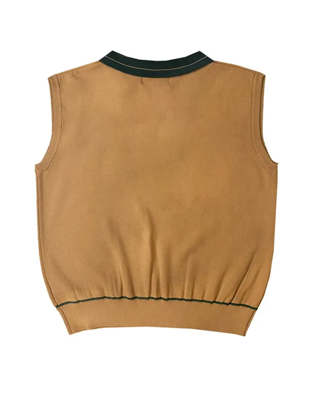 BENECIA 12 Betu Collar Knit Vest - Camel