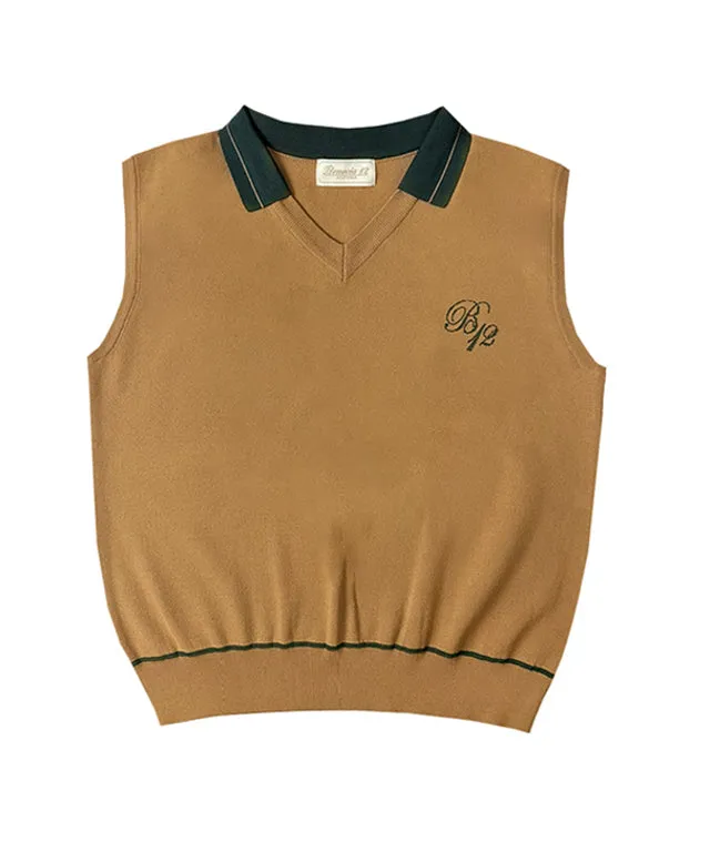 BENECIA 12 Betu Collar Knit Vest - Camel