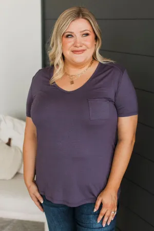 Beyond Beauty Short Sleeve Pocket Top- Eggplant