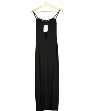 Black Abstract Neck Sleeveless Maxi Dress UK S