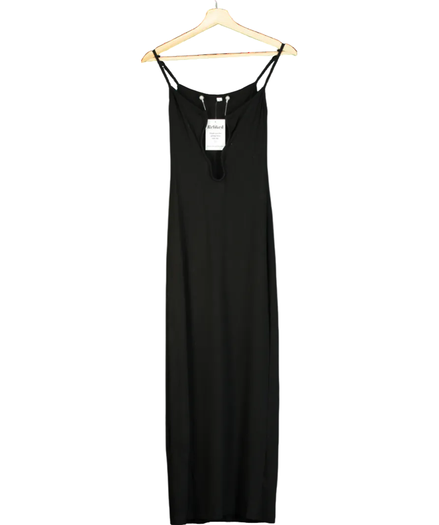 Black Abstract Neck Sleeveless Maxi Dress UK S