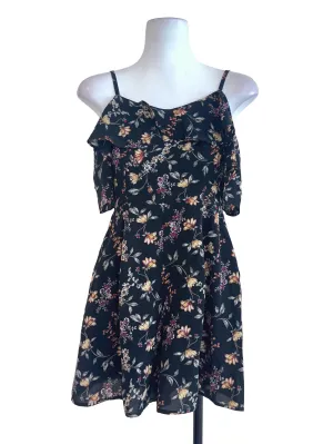 Black Floral Ruffled Rompers