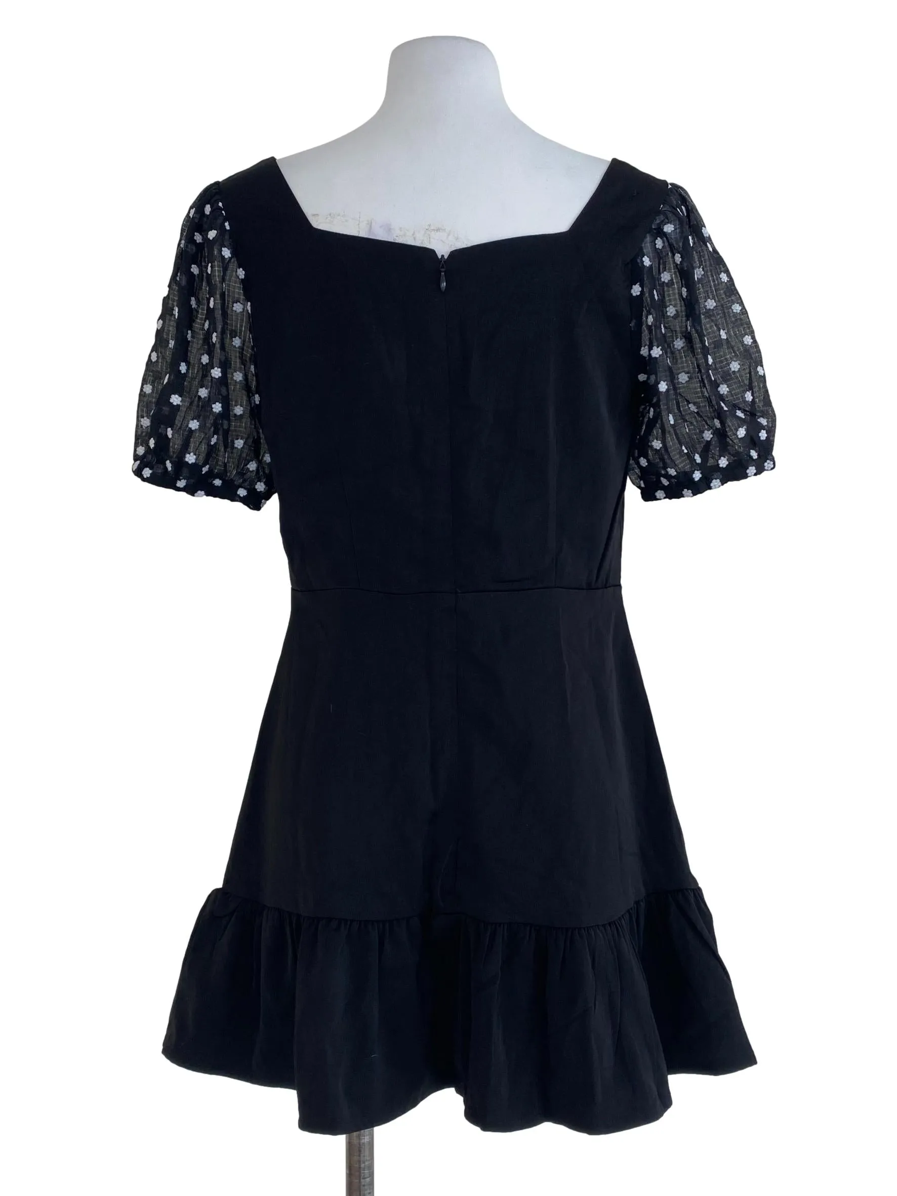 Black Floral Sleeve Romper
