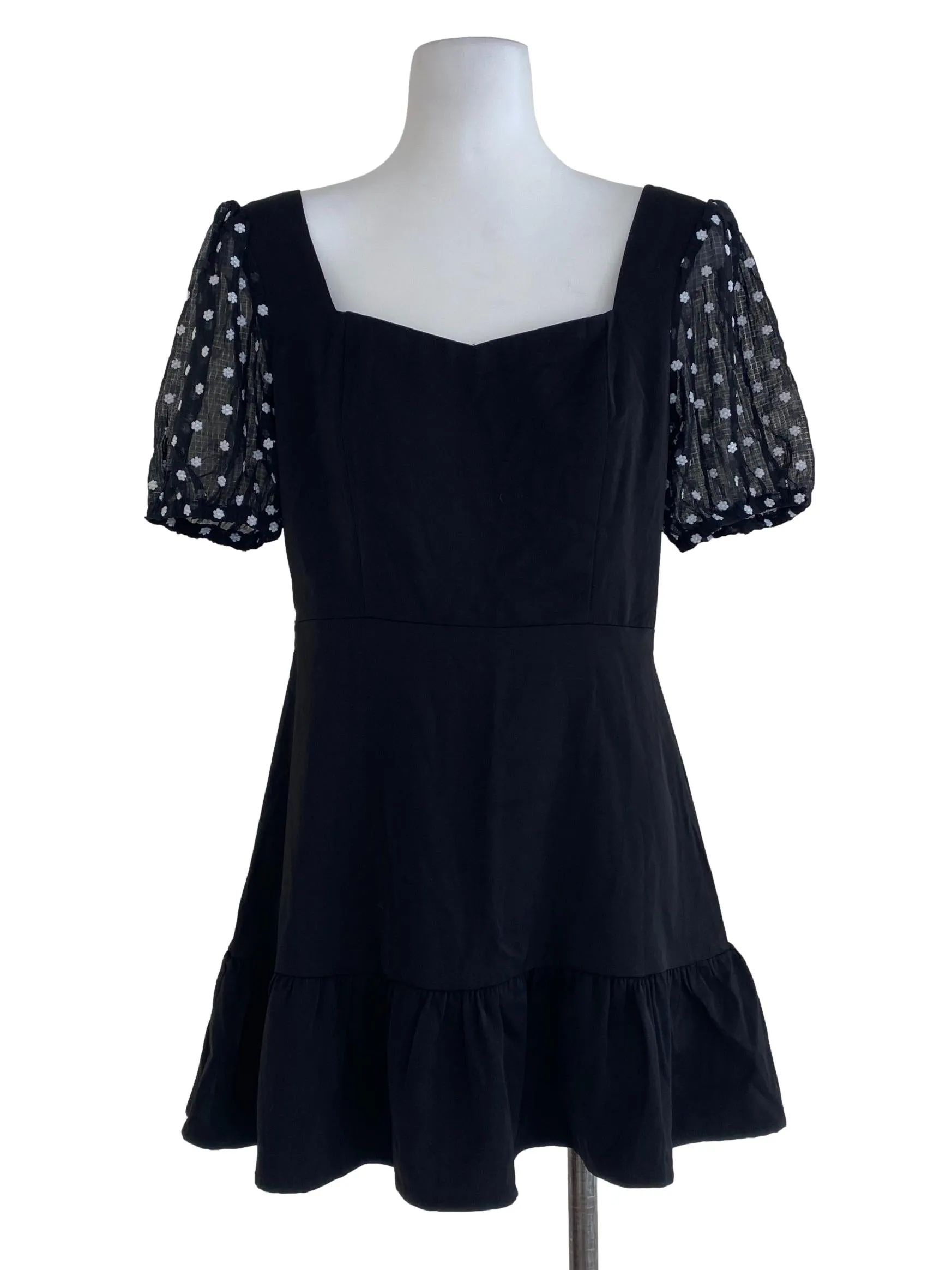 Black Floral Sleeve Romper