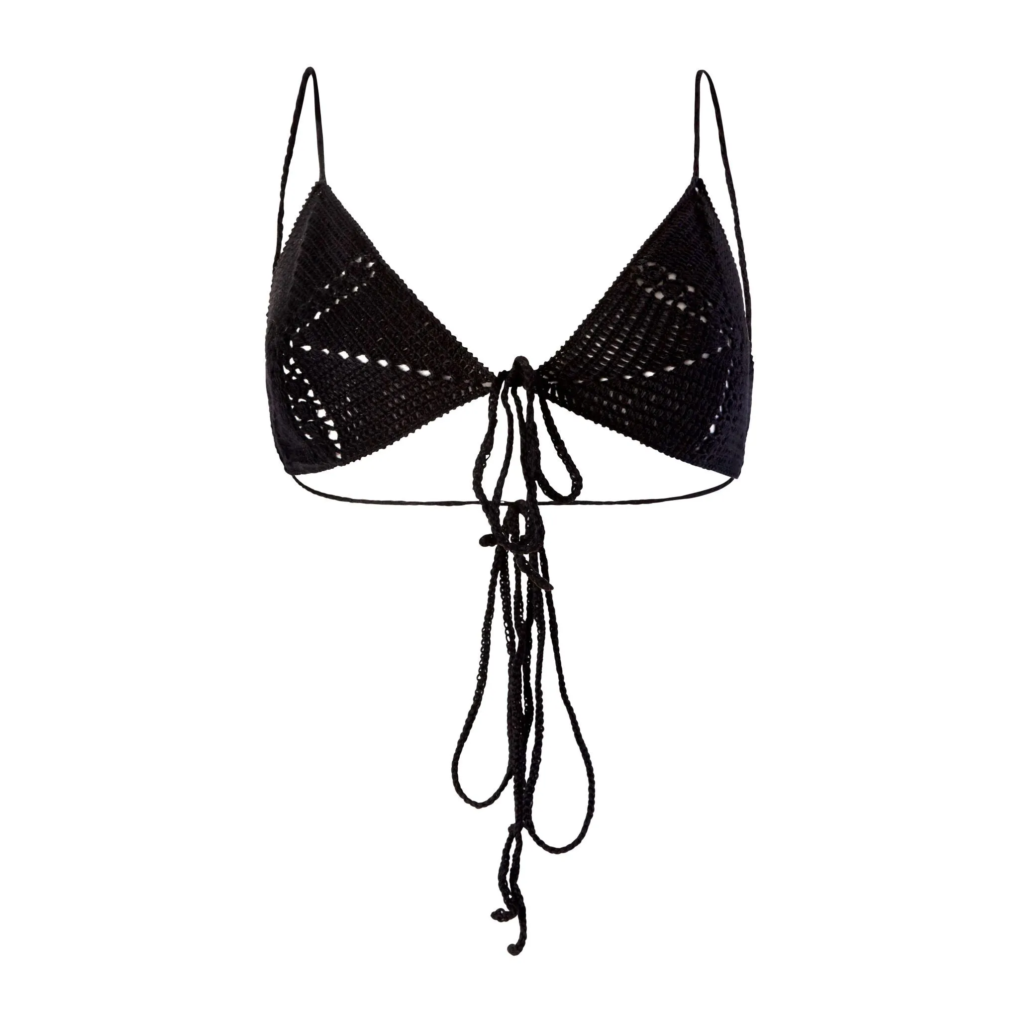 Black Hand Crochet Bikini Top