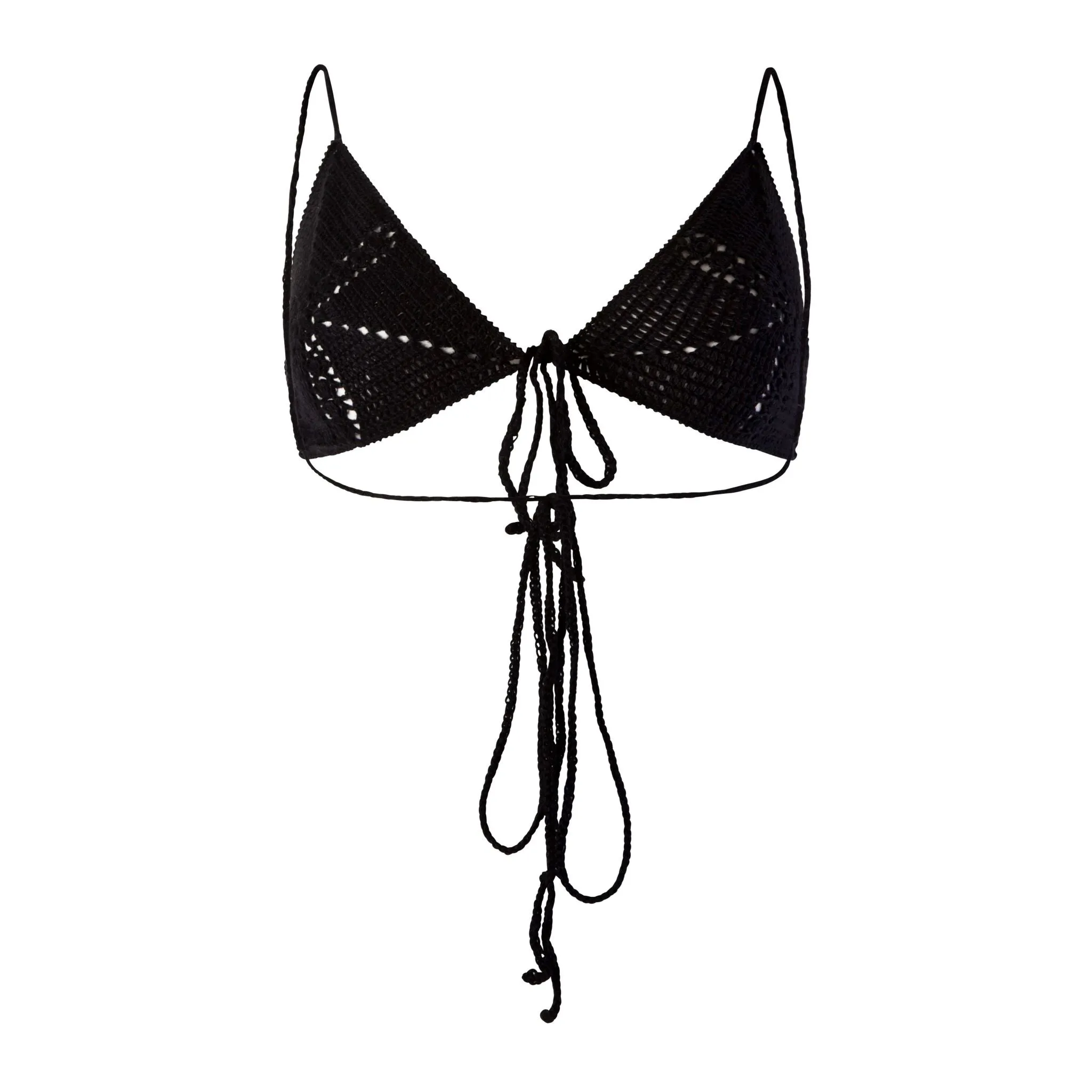 Black Hand Crochet Bikini Top