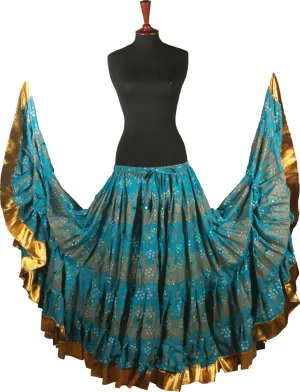 Block print skirt Jaipur Beauty 4 Border skirt with shiny trim WLS