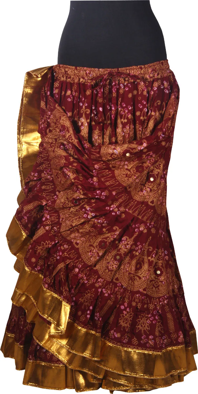 Block print skirt Jaipur Beauty 4 Border skirt with shiny trim