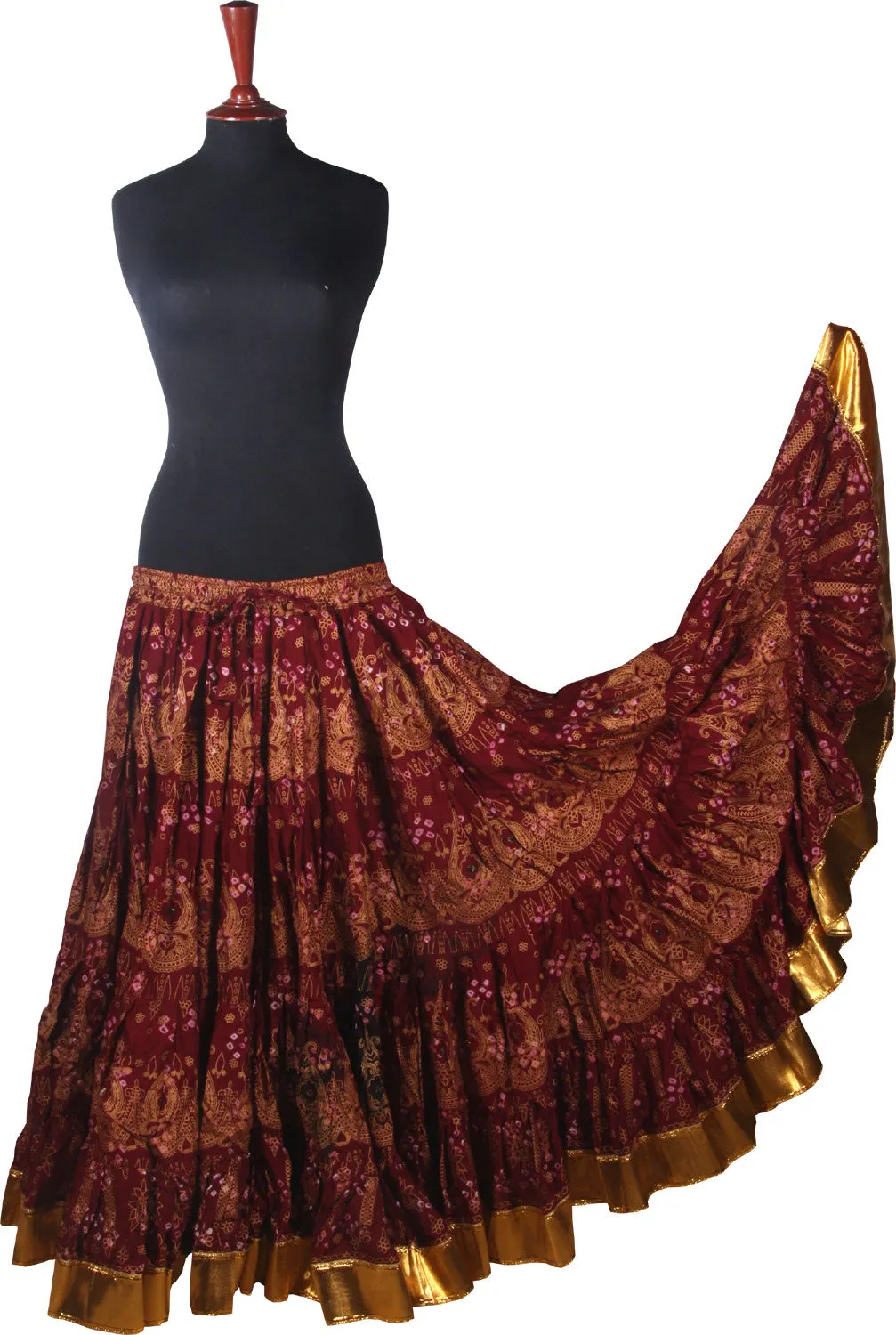 Block print skirt Jaipur Beauty 4 Border skirt with shiny trim