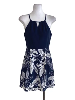 Blue Half Floral Romper TCL