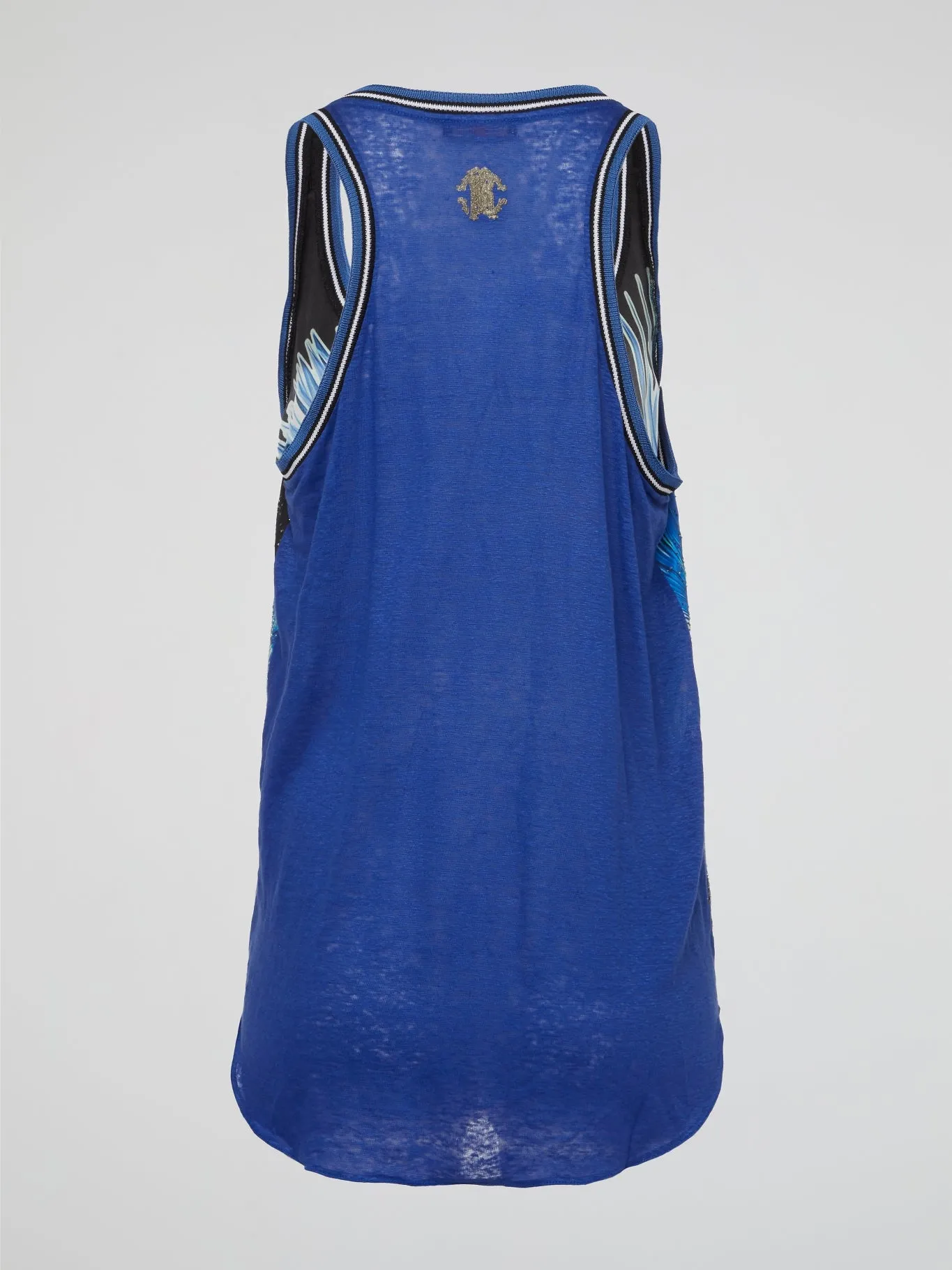 Blue Studded Scoop Neck Tank Top
