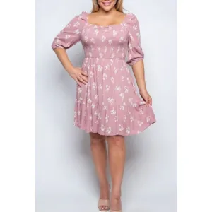blush floral smocked dress