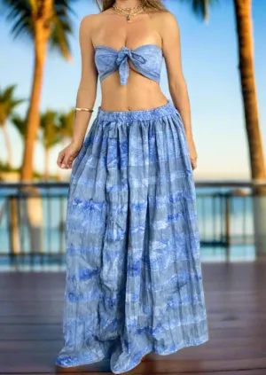 Boho Full Maxi Skirt & Scarf Bandeau Set