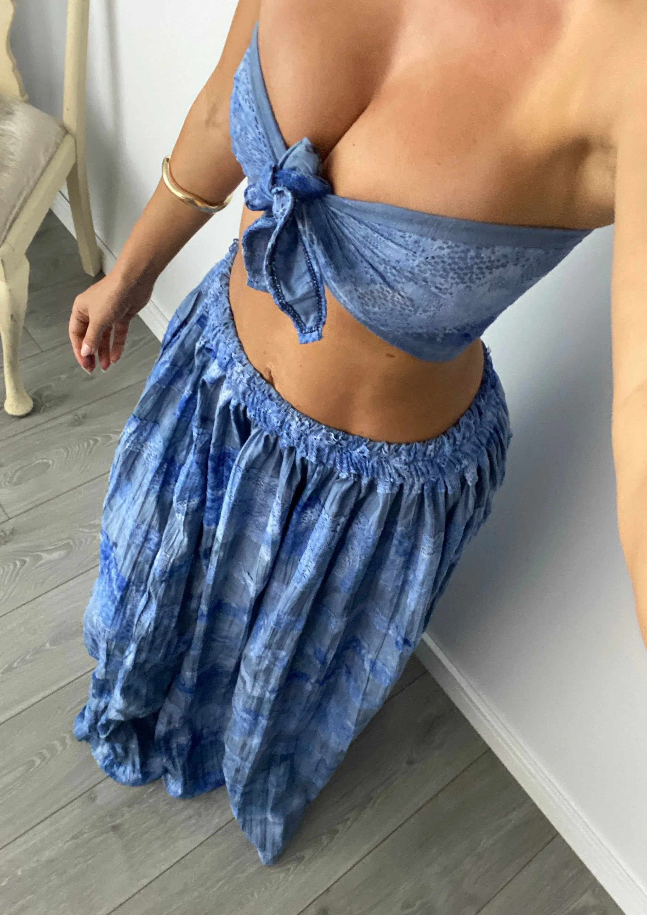 Boho Full Maxi Skirt & Scarf Bandeau Set