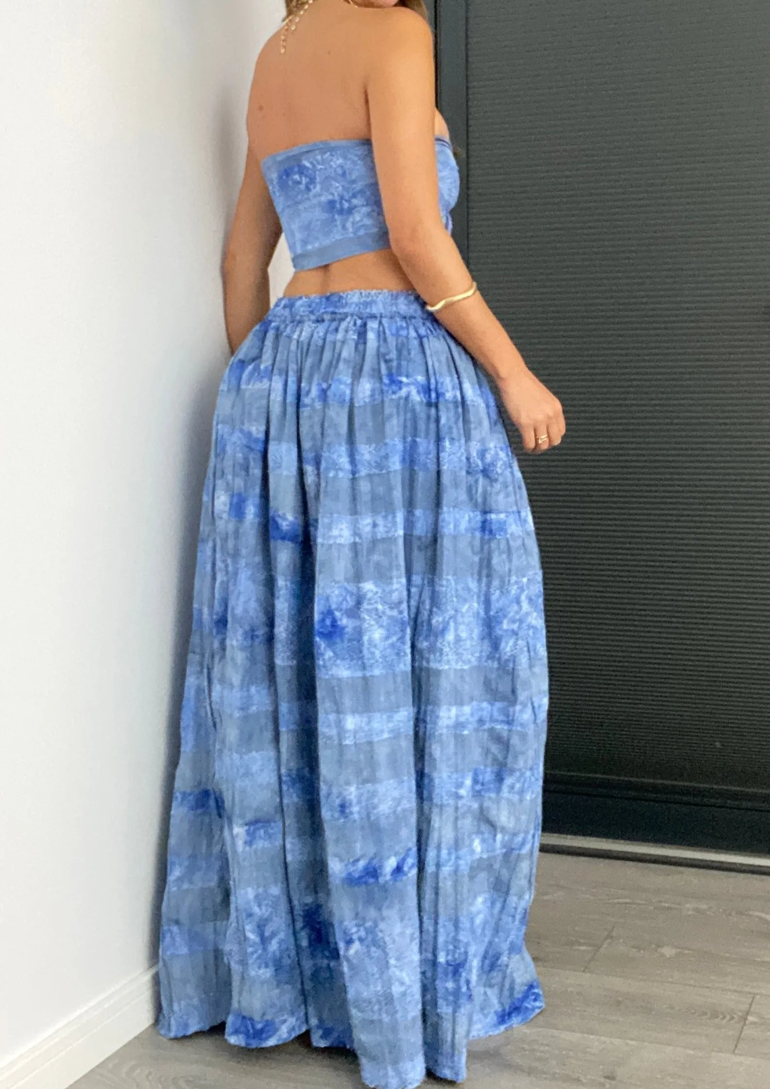 Boho Full Maxi Skirt & Scarf Bandeau Set