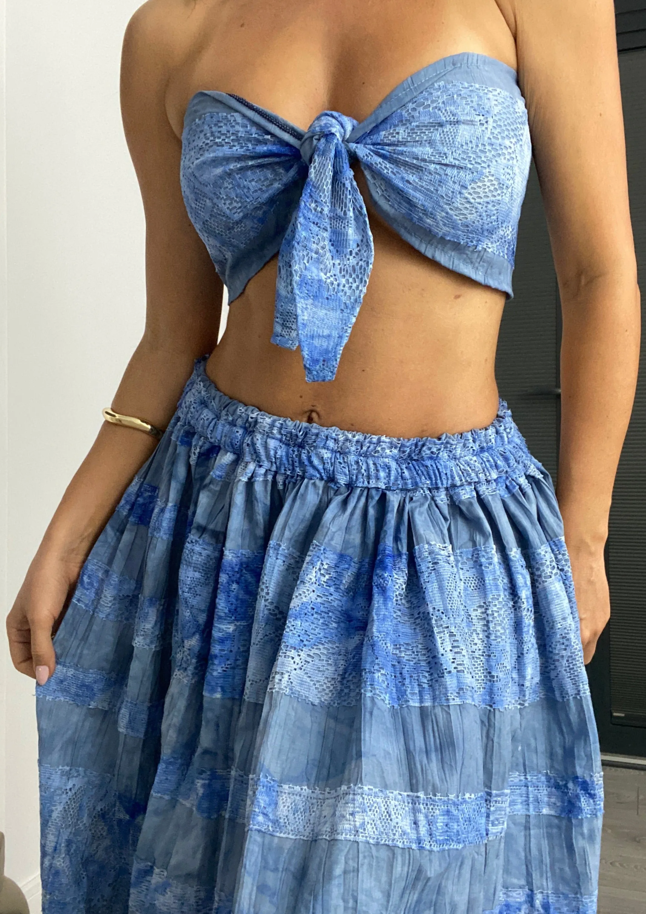 Boho Full Maxi Skirt & Scarf Bandeau Set