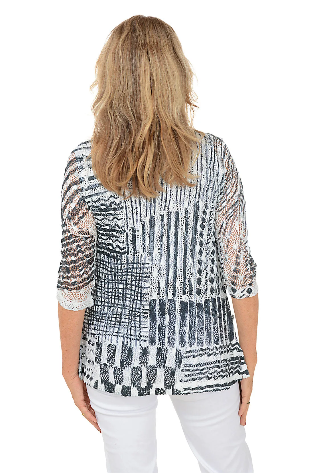 Bold Lines Crocheted Cardigan Set