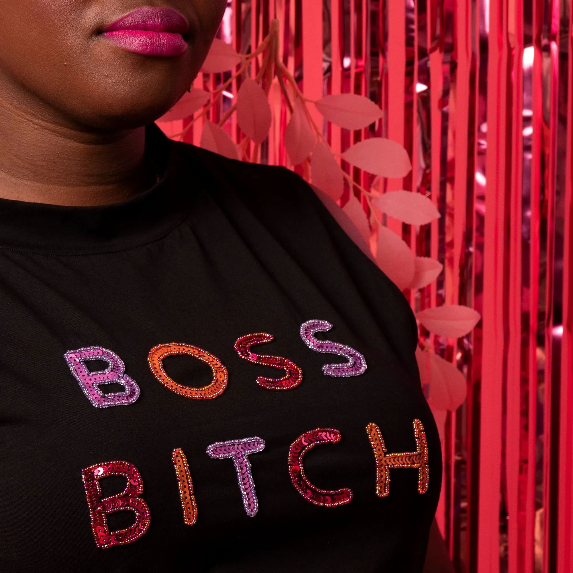 Boss Bitch Embellished Crop Top