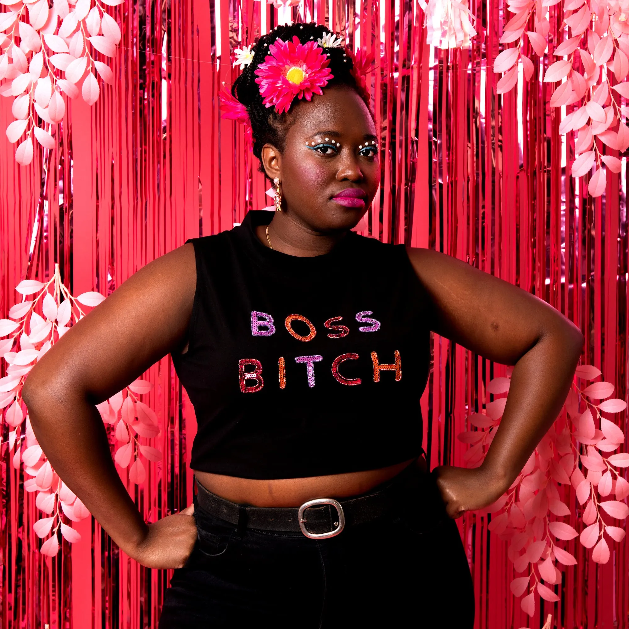 Boss Bitch Embellished Crop Top