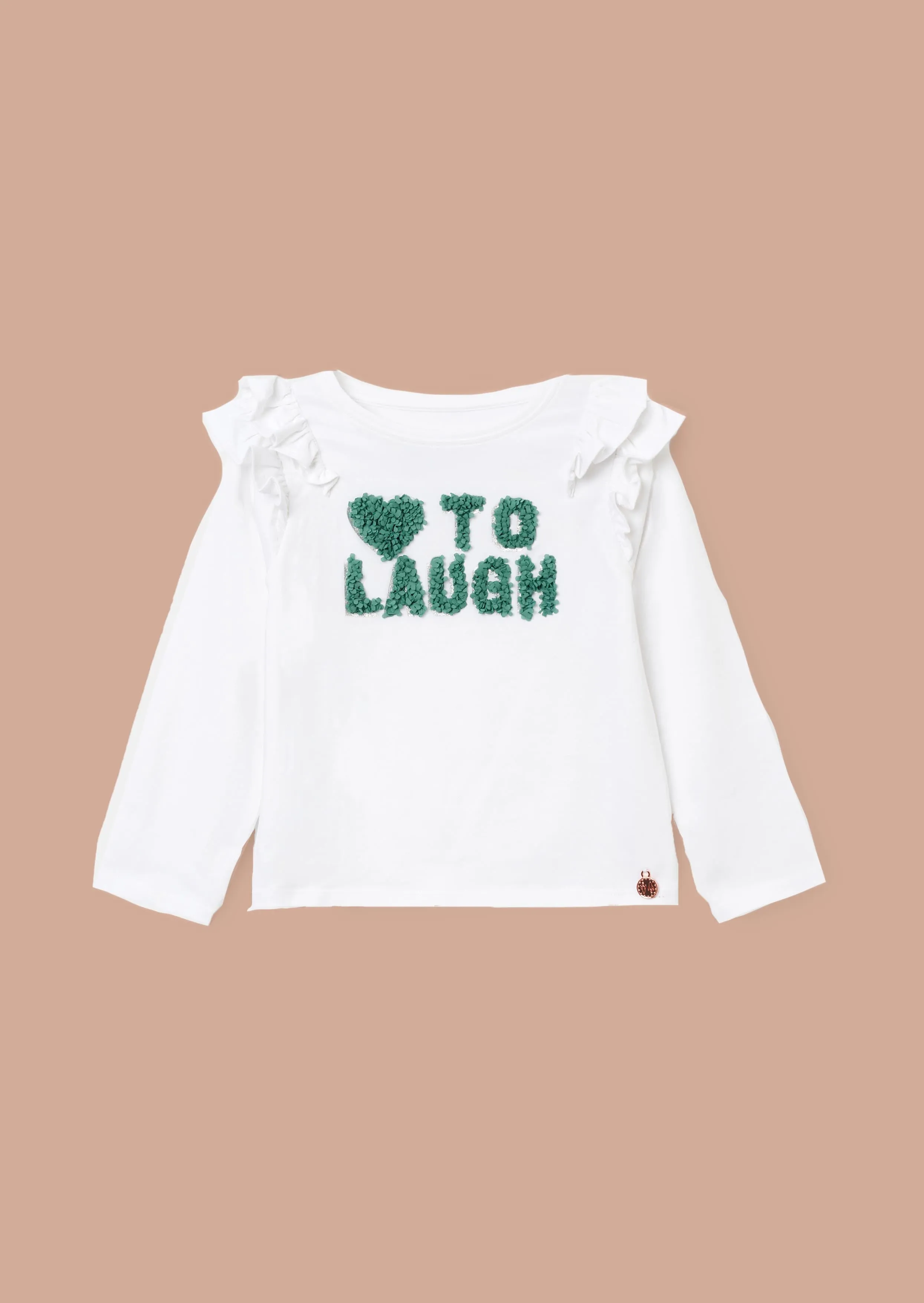 Bria White Long Sleeve Frill Shoulder Top