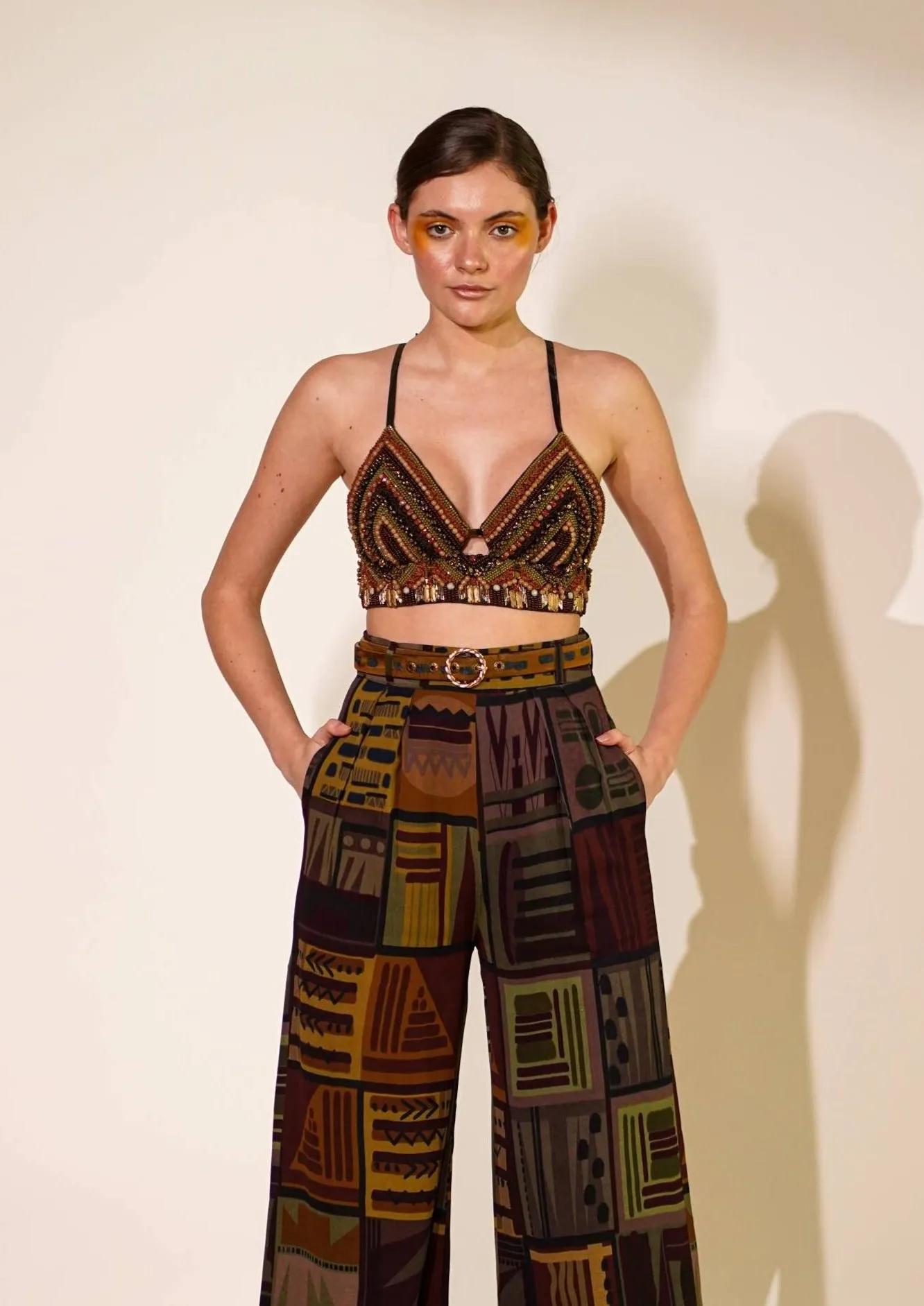 Brown embellished bralette