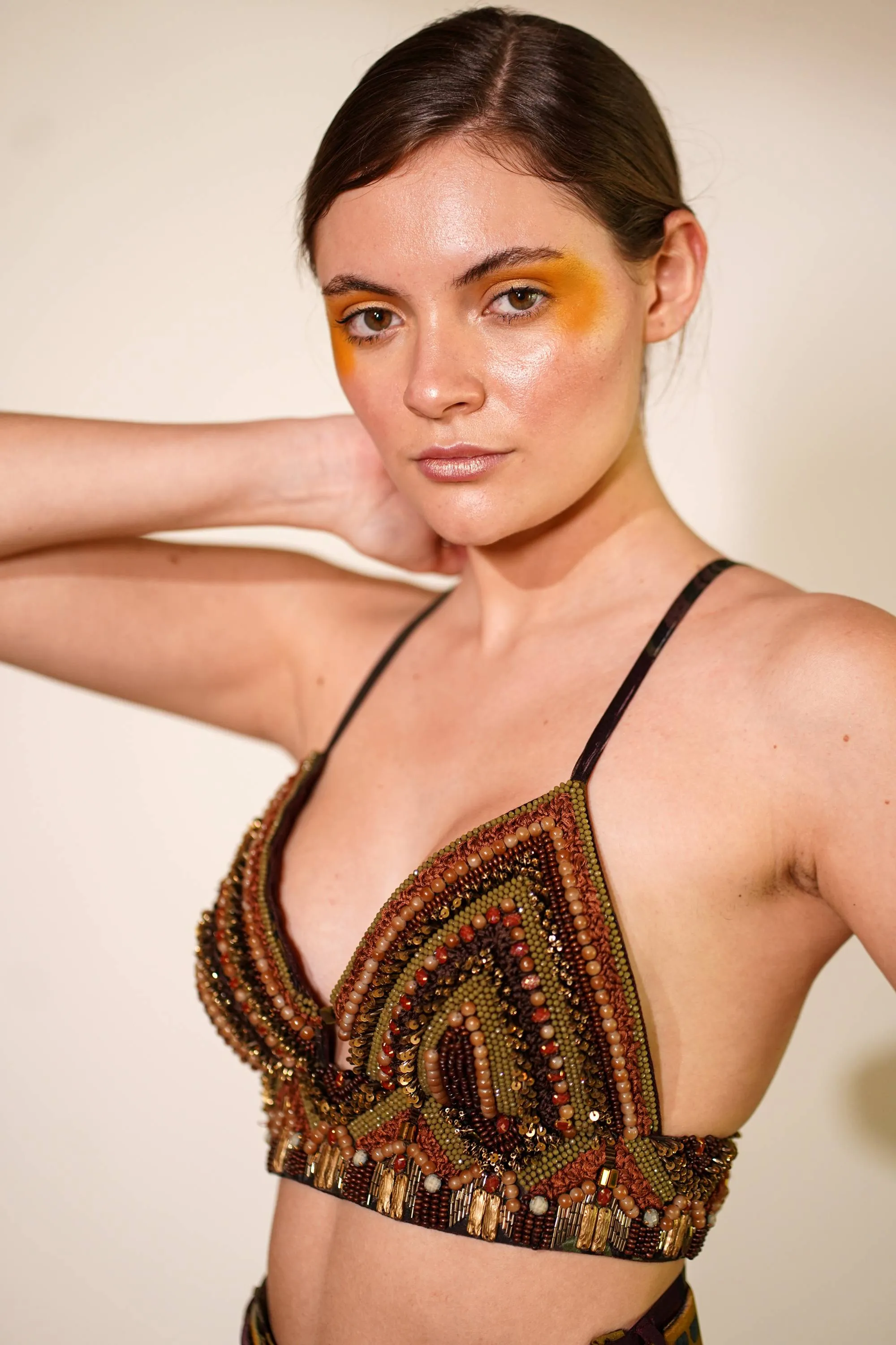Brown embellished bralette