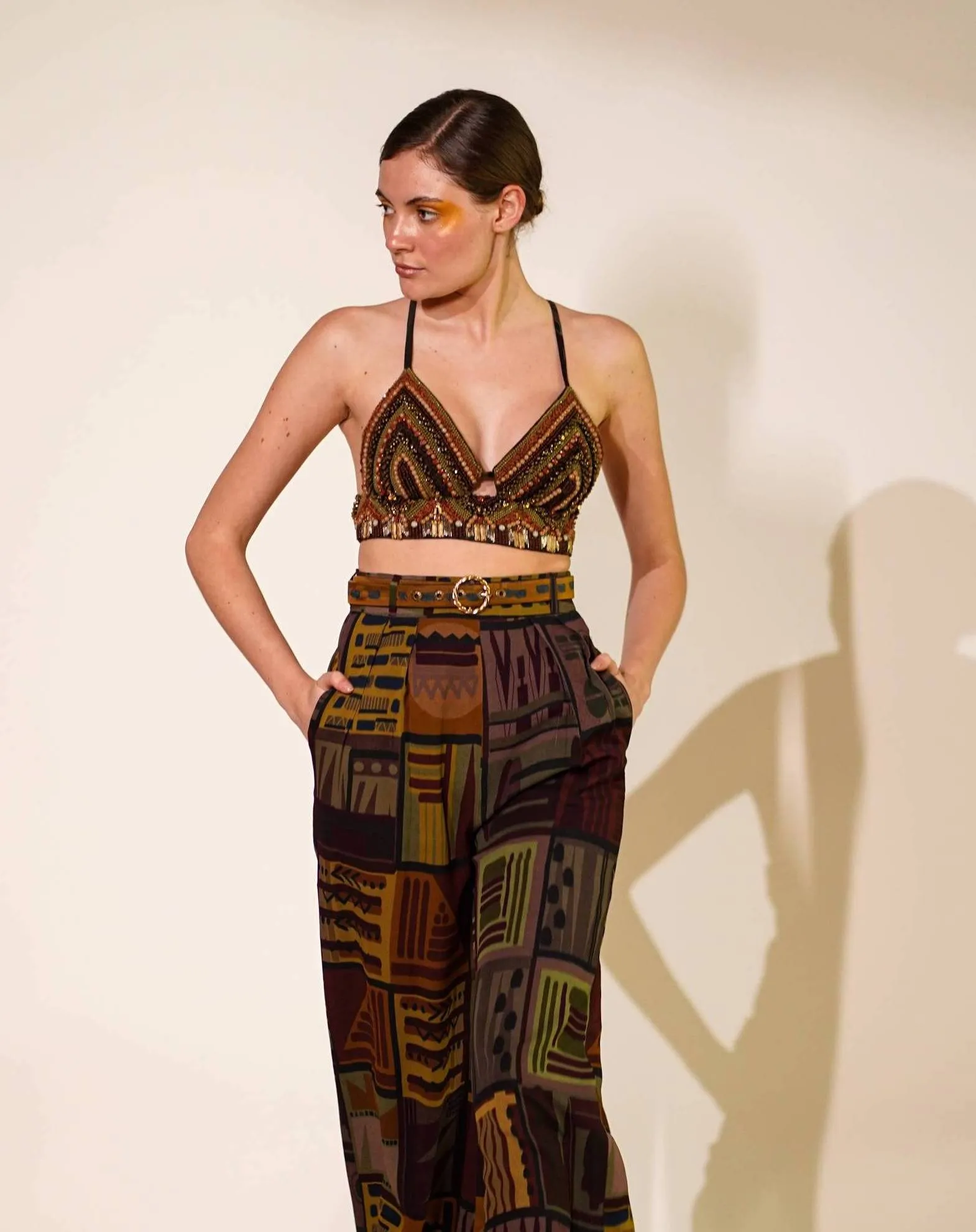 Brown embellished bralette