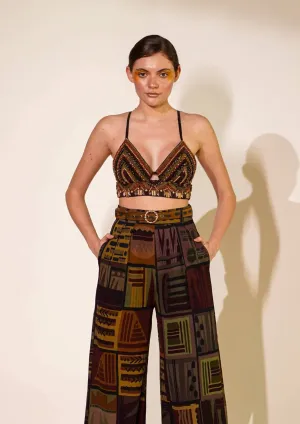 Brown embellished bralette