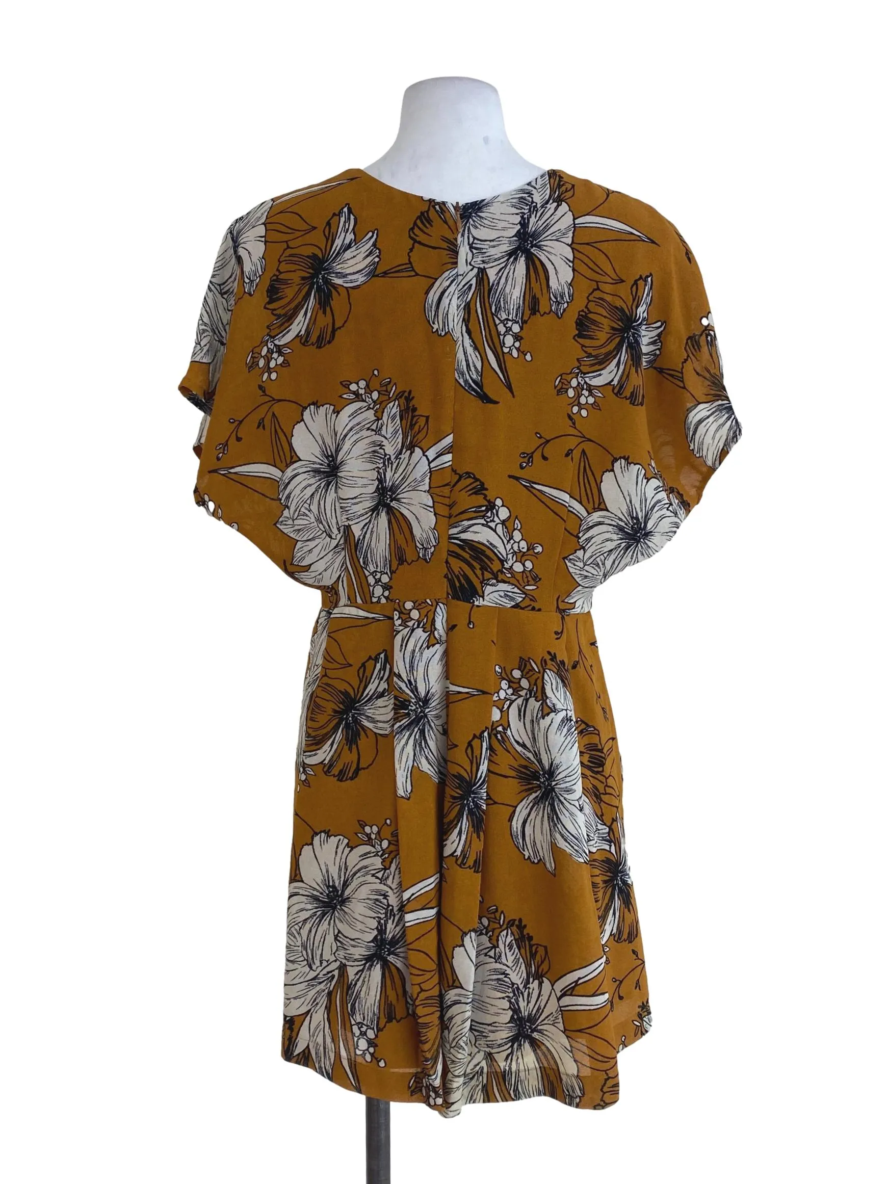 Brown Floral Wrap Romper