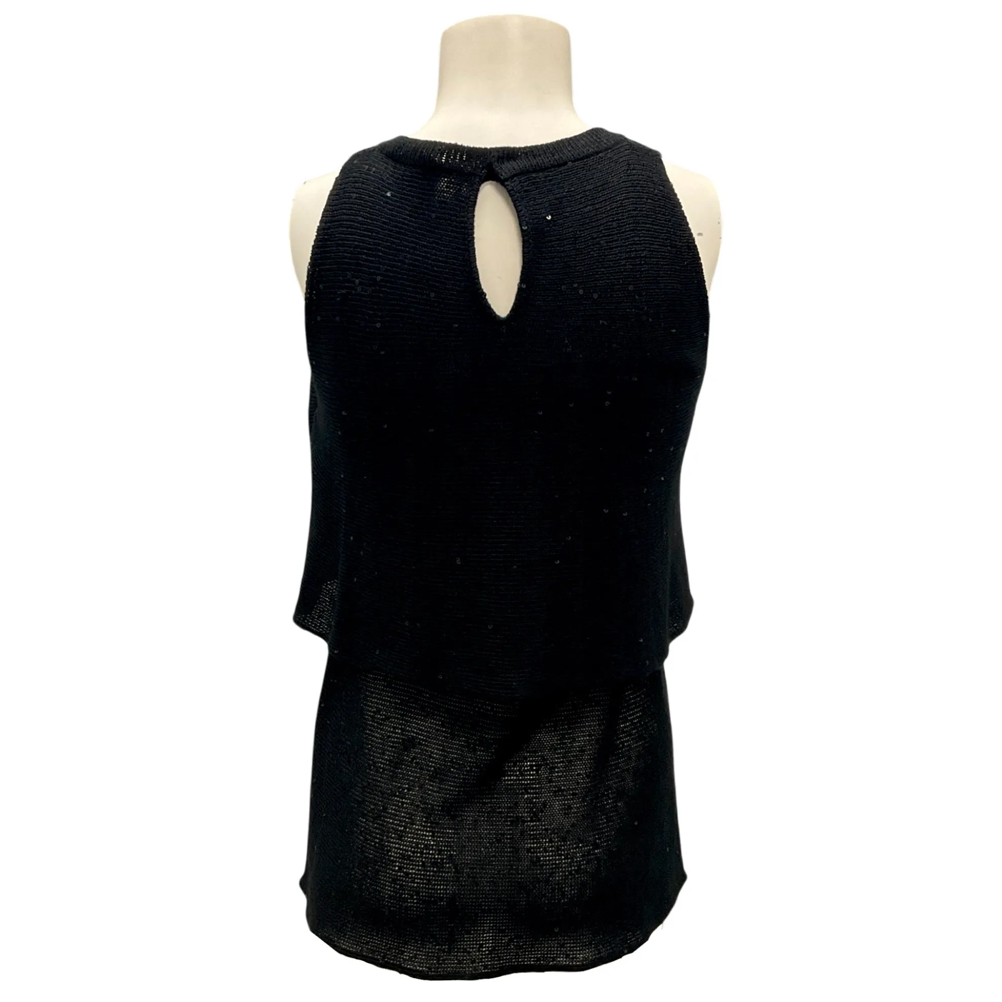 Brunello Cucinelli Black Sequined Sleeveless Knit Top