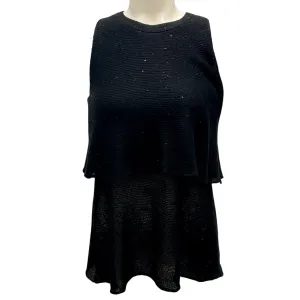 Brunello Cucinelli Black Sequined Sleeveless Knit Top
