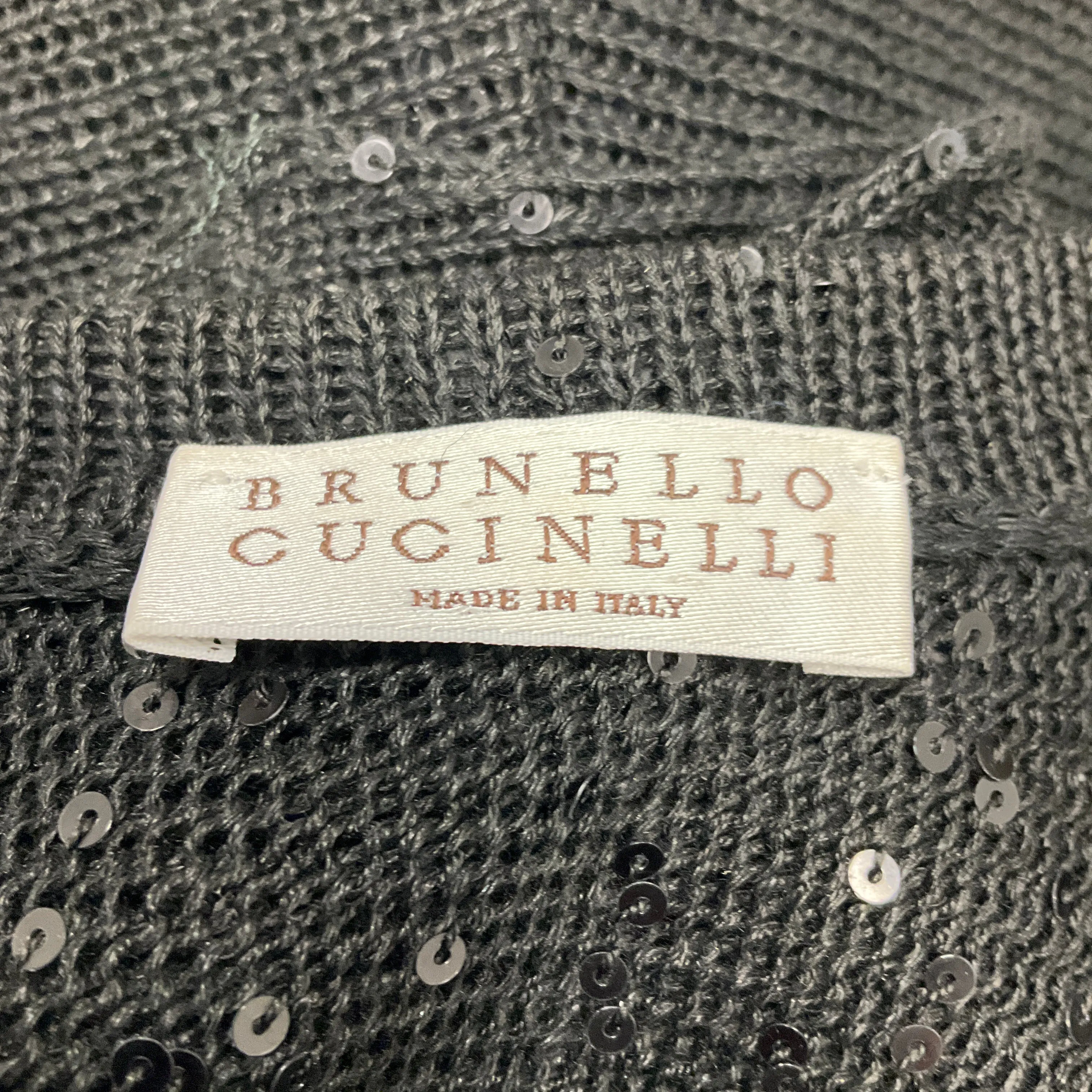 Brunello Cucinelli Black Sequined Sleeveless Knit Top