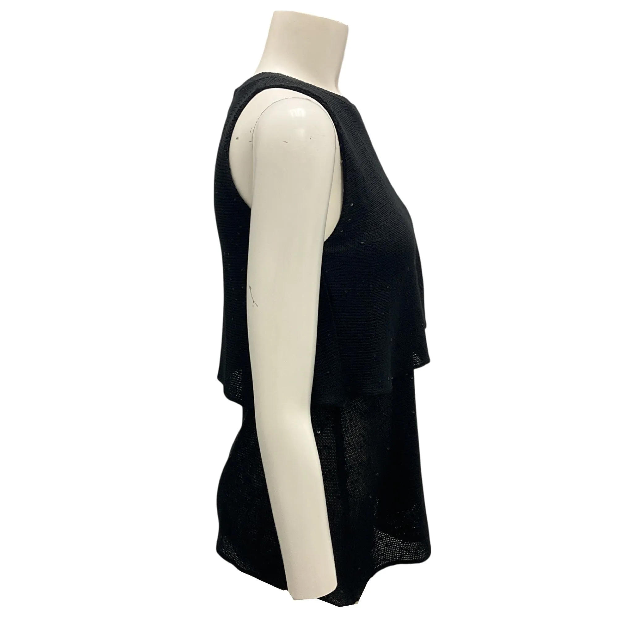 Brunello Cucinelli Black Sequined Sleeveless Knit Top