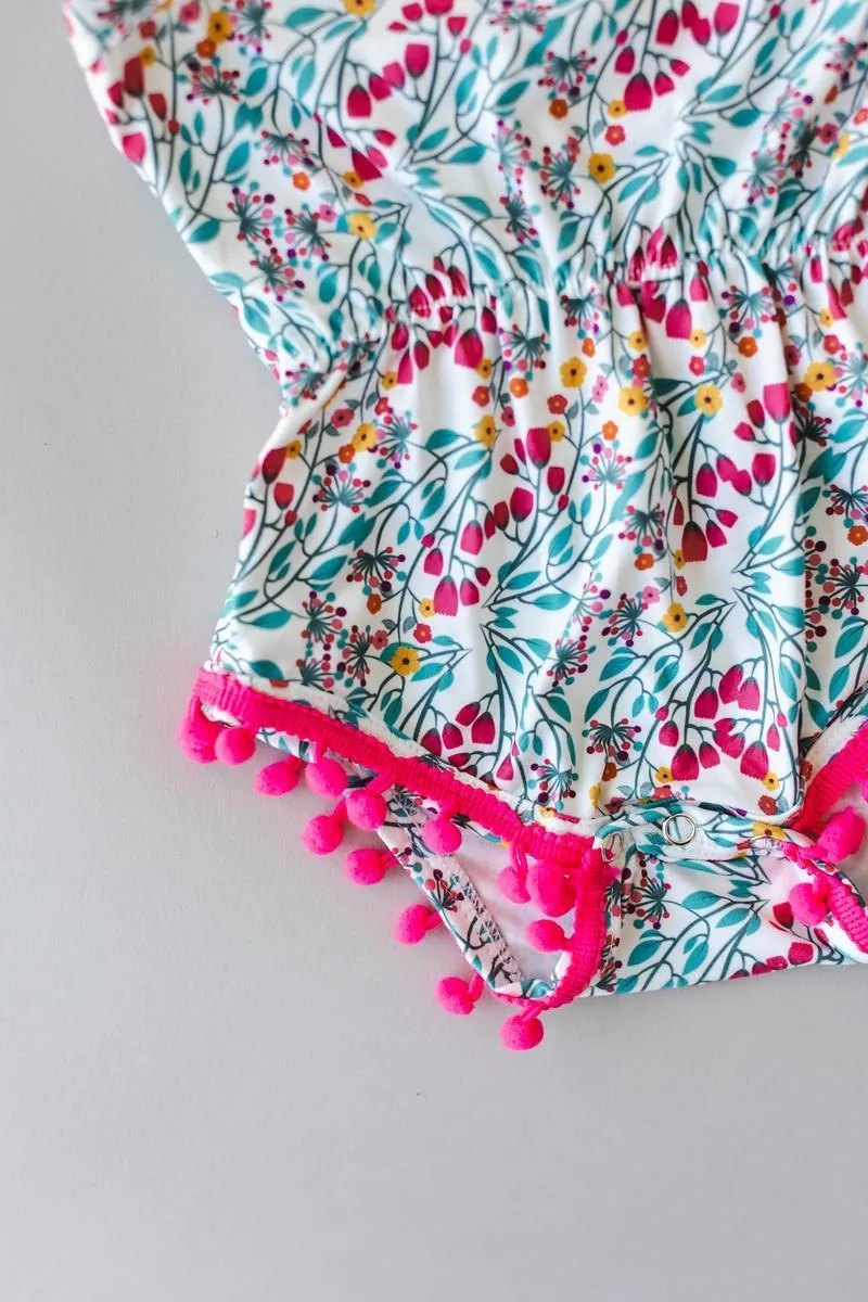 Cabana Floral Pom Pom Romper