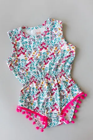 Cabana Floral Pom Pom Romper