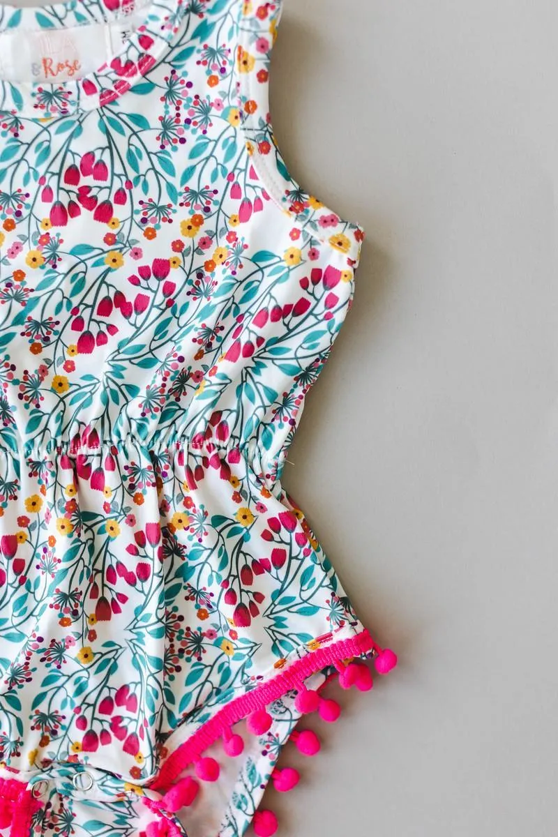 Cabana Floral Pom Pom Romper