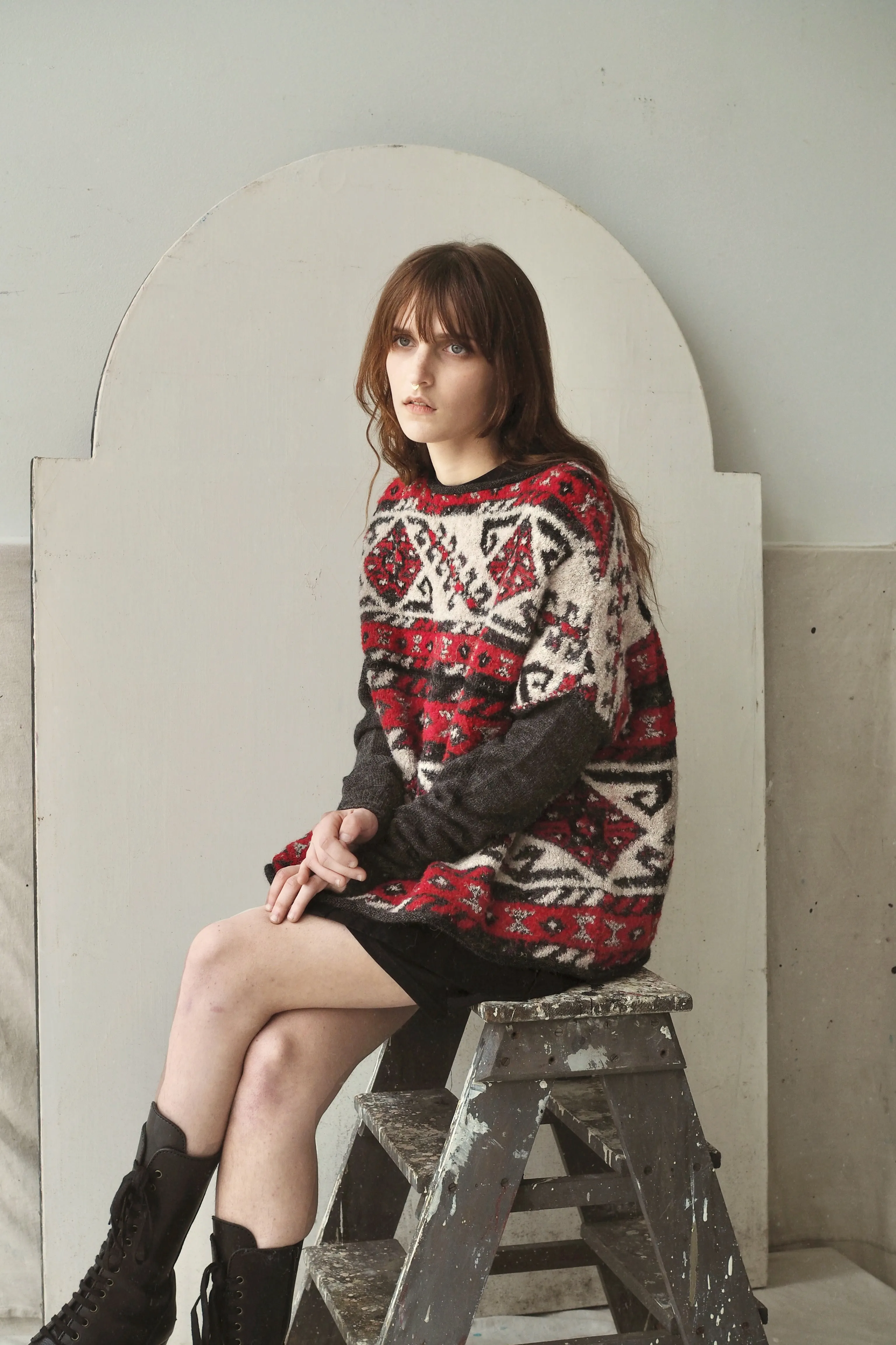 carpet border fragment knit pullover