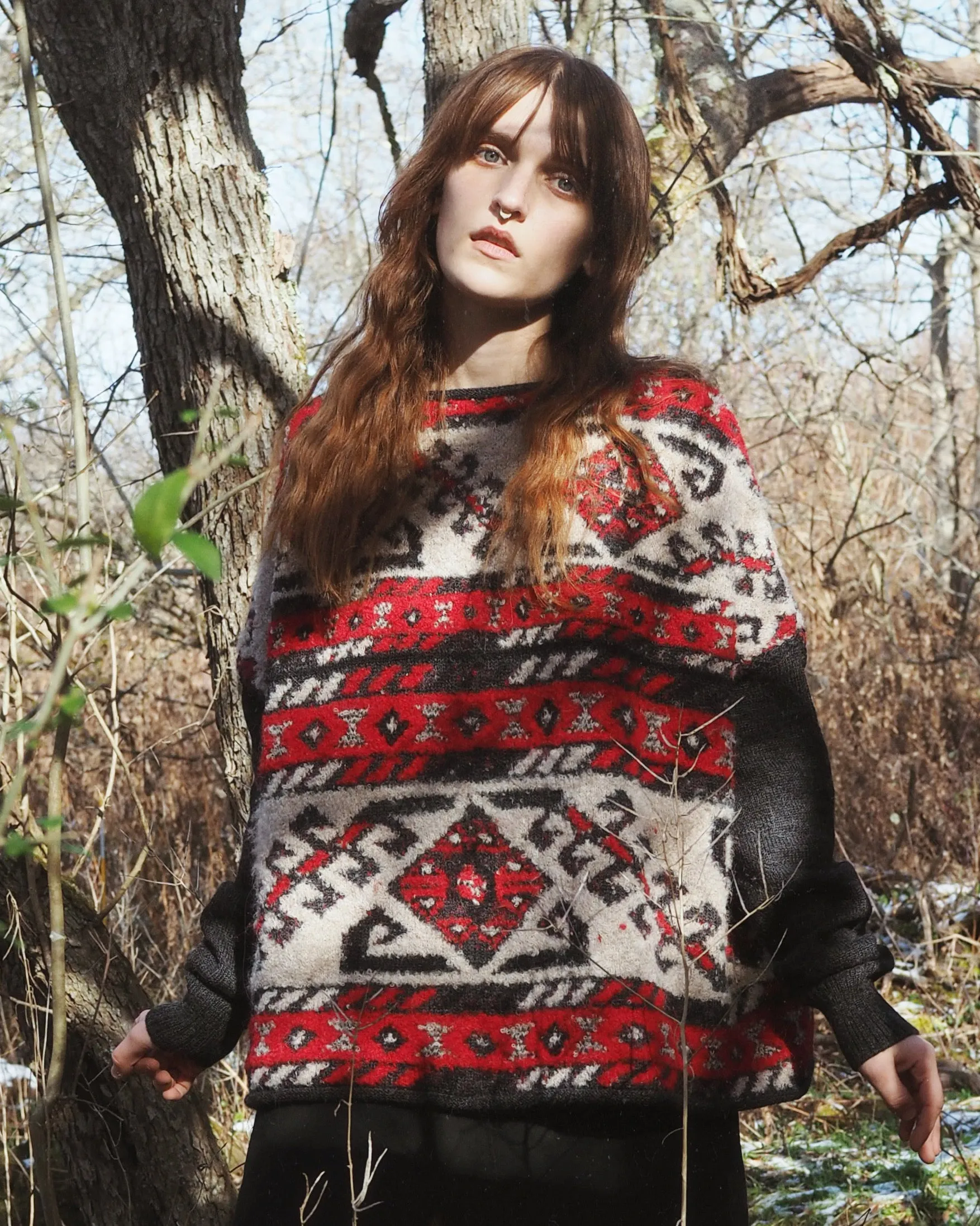 carpet border fragment knit pullover