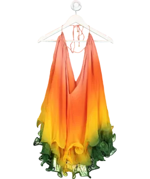 CasaBlanca Orange Rainbow Gradient Silk Cocktail Dress No Size