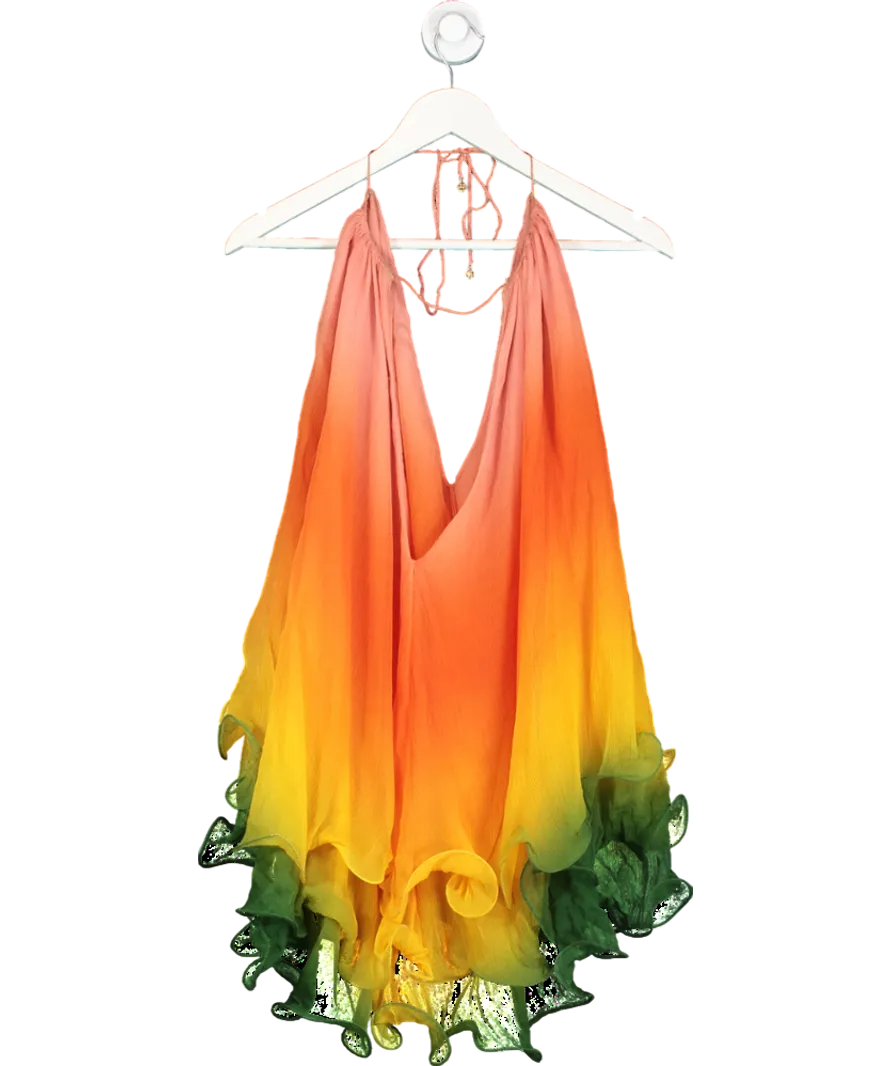 CasaBlanca Orange Rainbow Gradient Silk Cocktail Dress No Size