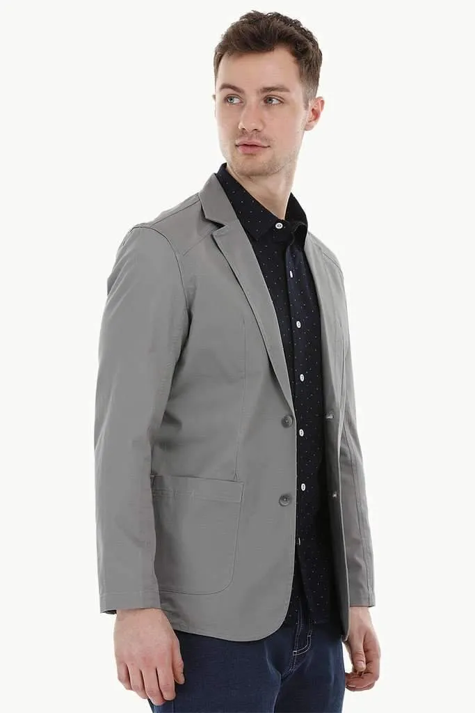 Casual Grey Notched Blazer
